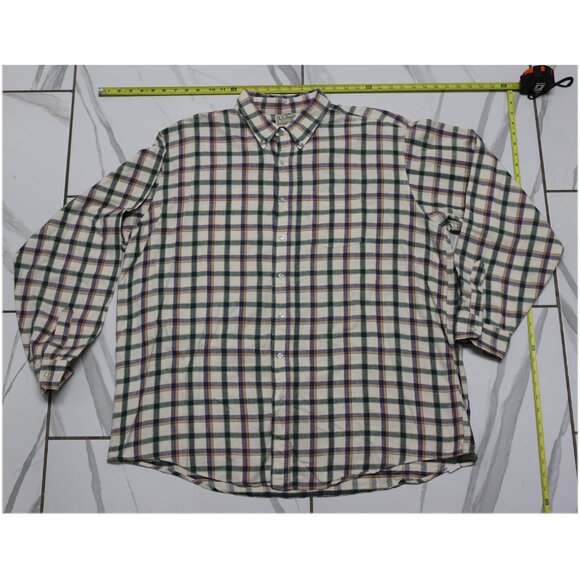 LL Bean Flannel Button Down Plaid Long Sleeve Shirt Men's Size XXL - Picture 2 of 3